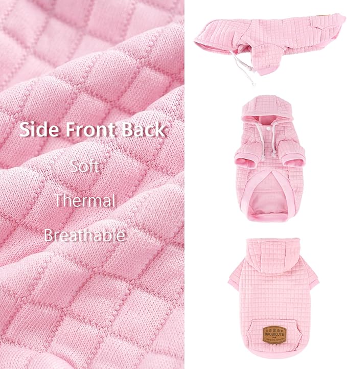 2 Pack Dog Hoodie Sweaters for Small Medium Dogs Warm Dog Clothes for Large Dogs Soft Waffle-Like Laminated Sweatshirt Bulldog (Pink+Rose, XXS (Back: 8",Chest: 11", Neck: 7.9"))