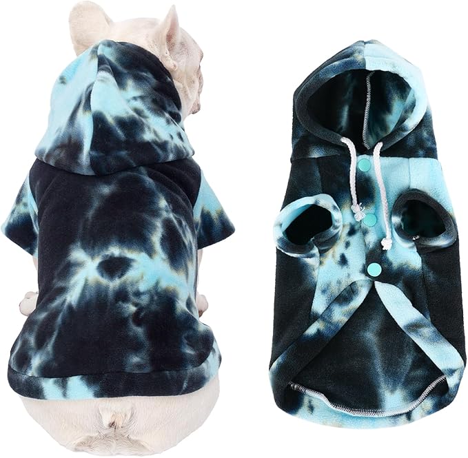 Dog Hoodie Tie Dye Dog Sweatshirt Chic Winter Clothes Ultra-Soft Warm Sweaters for Small Medium Dogs Fashion Pet Clothes for Dogs (Blue/Black/Grey, XXL (Back: 18.89",Chest: 27.55", Neck: 20.07"))