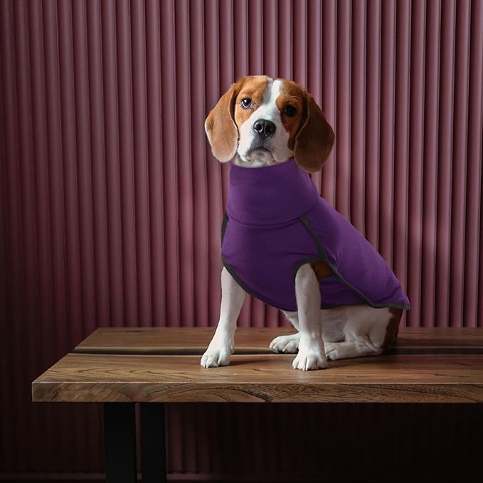 ROZKITCH Dog Sweatshirts for Large Dogs, Pet Windproof Warm Cold Weather Jacket Vest Cozy Jumpsuit Apparel Outfit Clothes for Walking Hiking Travel Sleep Purple L