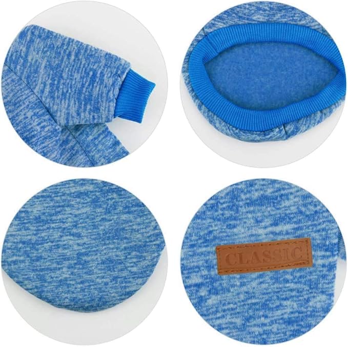 Idepet Pet Dog Classic Knitwear Sweater, Fleece Coat for Small,Medium,Large Dog,Warm Pet Dog Cat Clothes,Soft Puppy Customes (S, Blue)