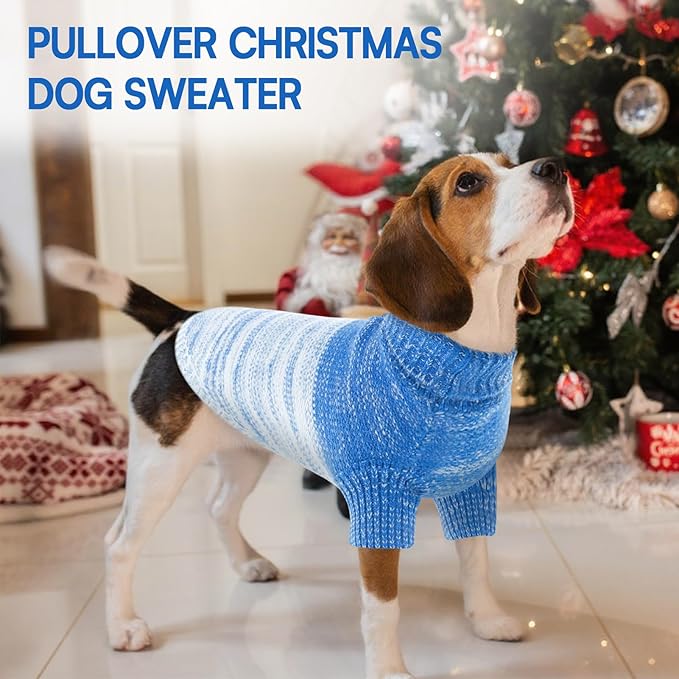 Queenmore Pullover XL Dog Sweater,Classic Turtleneck Warm Dogs Sweater with Leash Hole for Dog Girls Boys,Winter Knitwear Clothes for Dachshund,Corgi,French Bulldog(Royal Blue,XL)