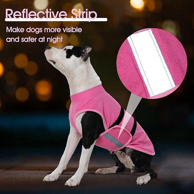 IDOMIK Warm Fleece Dog Sweater for Large Dogs,Soft Winter Dog Fleece Jacket Coat for Fall Cold Weather,Adjustable Fleeced Vest with Reflective Strips,Pullover Pet Sweatshirt for Girl Boy Dogs,Rose,XL