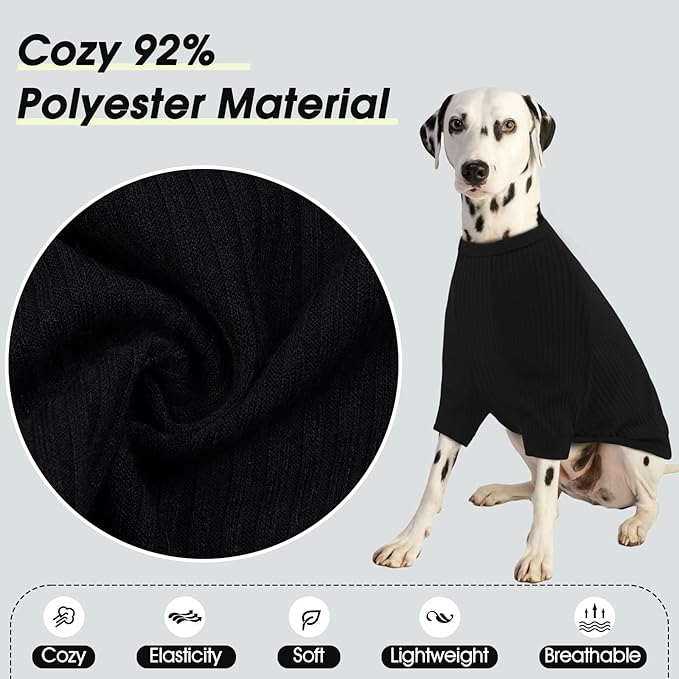 ROZKITCH Dog Shirt with Hoodie Dog Ears Cover 2 in 1, Soft Lightweight Dog Striped T Shirt Pullover Dog Tank with Detachable Ear Wrap, Dog Hoodie Tshirt Dog Boy Girl, Stretchy Sweater Black 3XL