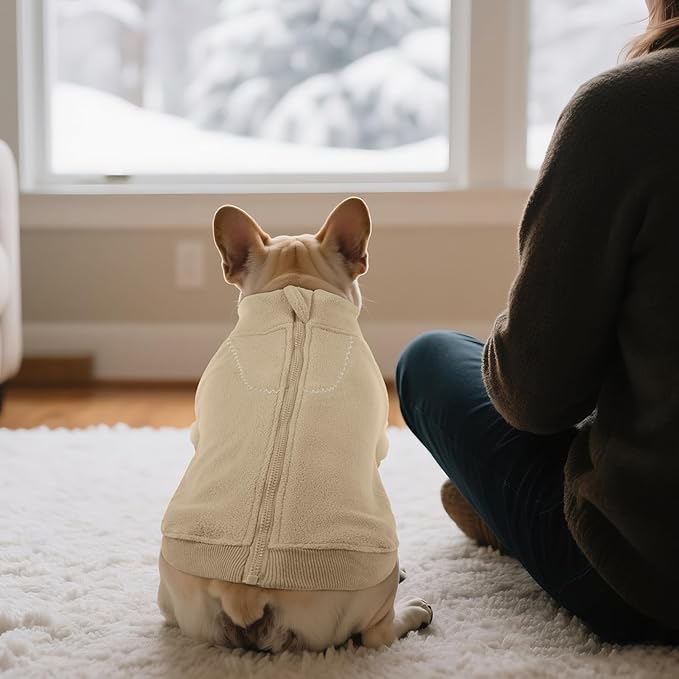 BRKURLEG Dog Sweater, Turtleneck Thick Dogs Sweatshirts Fleece Sweater, Dog Winter Coat for Small Medium Large Dogs, Pet Warm Sweaters with Zipper, Pullover Jacket with Sleeve (Light Coffee, XL)