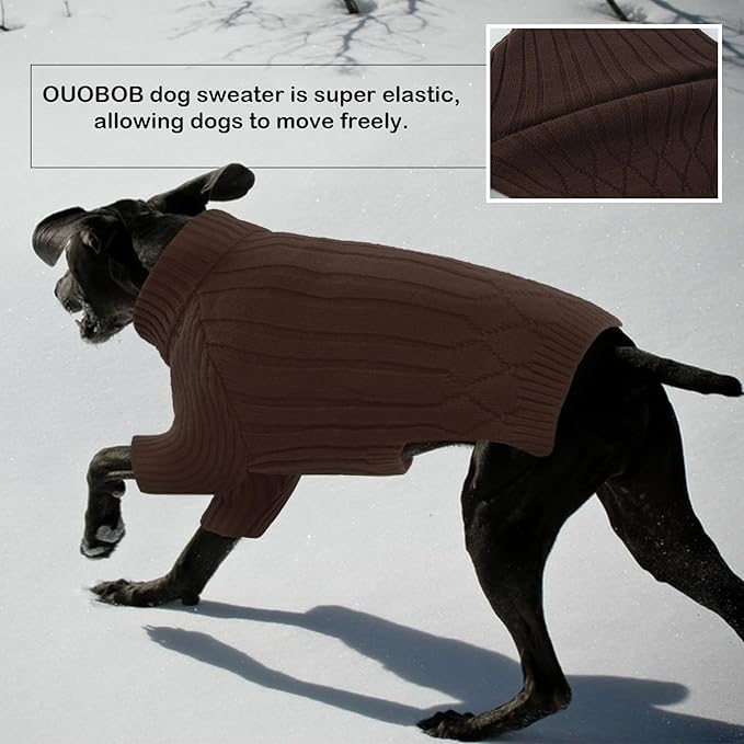 XXL Dog Sweaters for Extra Large Dogs, Warm Winter Fall Dog Sweaters for Dog Girls Boys, Turtleneck Dog Knitwear,Doggie Christmas Sweater,Pet Sweatshirt Clothes Outfit Knit Labrador (Brown XXL)