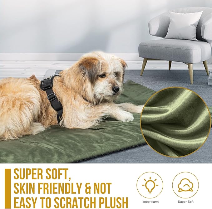 ONETIGRIS Travel Dog Bed - Portable, Washable, Waterproof Anti-Slip Dog Camping Bed, 3.6ft by 2.2ft Outdoor Indoor Bed Mat Cushioned Plush Warm Puppy Mattresses