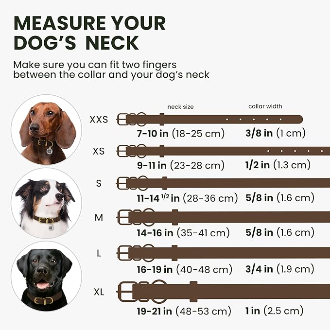 BronzeDog Rolled Leather Dog Collar with QR ID Tag, Adjustable Soft Round Collars for Small Medium Large Dogs Puppy (11" - 14 1/2" Neck Size, Brown)