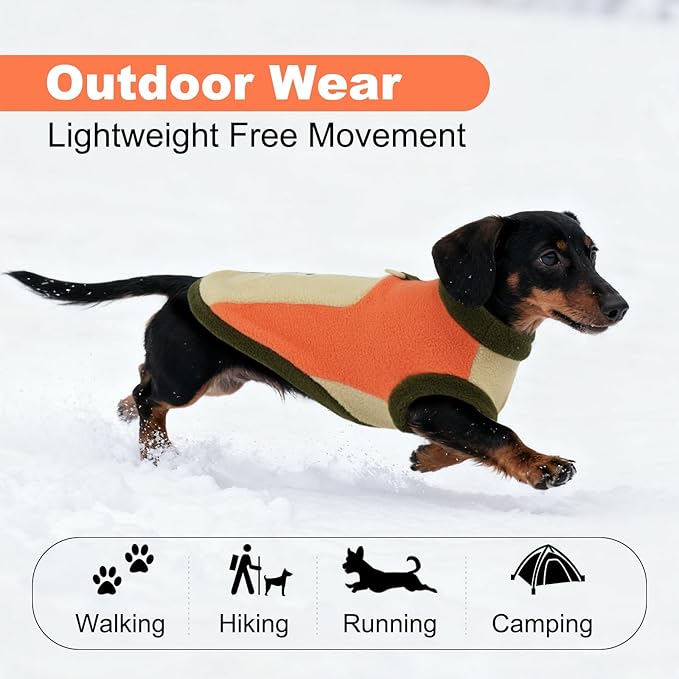 Soft Fleece Dog Vest, Winter Warm Dog Sweaters with Leash Ring, Sleeveless & Lightweight & Stretch Winter Coats for Outdoor Activities,Machine Washable,Orange,Size M