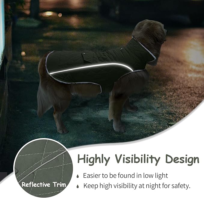 Malier Dog Winter Coat, Windproof Dog Cold Weather Coats with Real Pocket, Winter Extra Warm Pet Coat Fleece Jacket Reflective Clothes for Small Medium Large Dogs and Puppy (Green, X-Large)