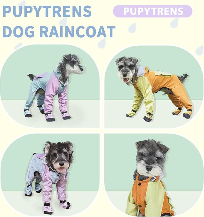 Dog Raincoat with Transparent Hood, Waterproof Jacket for Small Dogs with Snap-Button Chest, Leash Hole & Hook-and-Loop Cuffs Sleeves, Back Pocket for Treats (Yellow, Large)