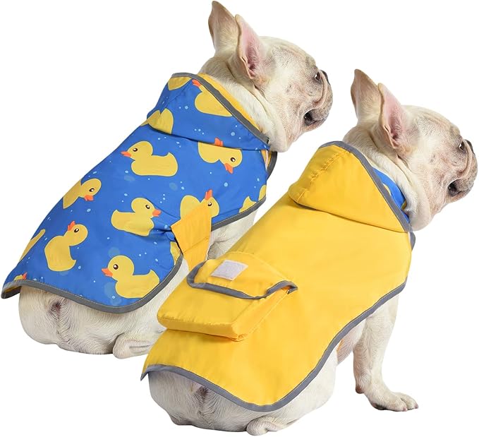 HDE Reversible Dog Raincoat Hooded Slicker Poncho Rain Coat Jacket for Small Medium Large Dogs Ducks Yellow - S