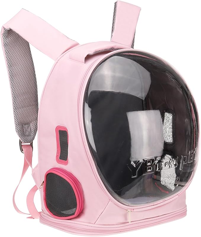 Pet Backpack Carrier, Portable and Ventilated, Oxford Cloth, Dog Cat Travel Bag with Transparent Cover 12.99", (Pink, 1 Pcs), Intended for Hiking/Camping/Traveling