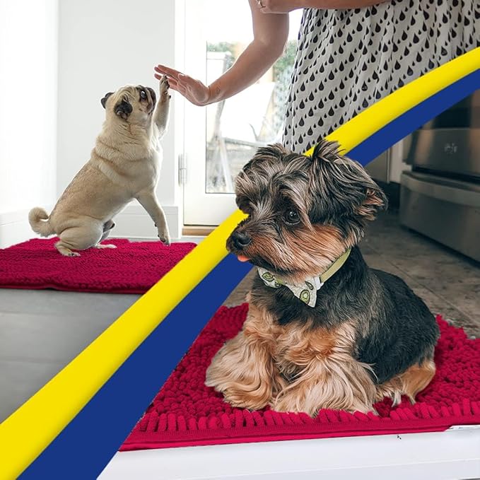 Muddy Mat® Original Dog Door Mat for Muddy Paws, Super Absorbent Microfiber, Non-Slip Washable Pet Rug, Quick Dry Chenille Entryway Carpet, Machine Washable Indoor Outdoor mat, Maroon 48"x72"