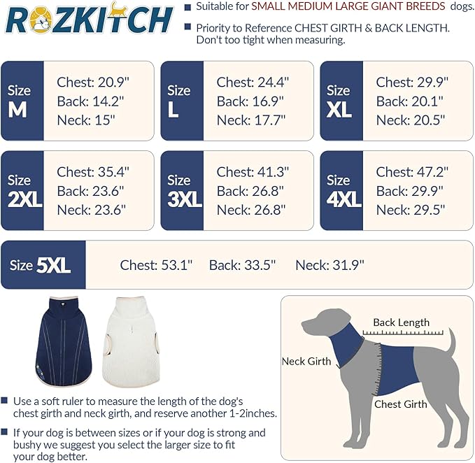 ROZKITCH Reversible Dog Fleece Vest with Harness Hole Super Warm Fleece Sherpa Sweater with Embroidery, Adjustable Double-Sided Plush Sweatshirt for Giant Breeds DarkBlue 5XL