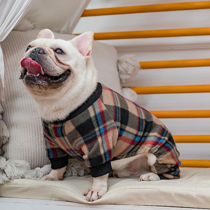 SCENEREAL Fall Dog Pajamas for MediumSized Dogs - Soft, Warm Thanksgiving Puppy Sweatershirt Clothes, Holiday Onesie Outfits for Doggie Winter Christmas - Dog Jammies Pjs, Brown