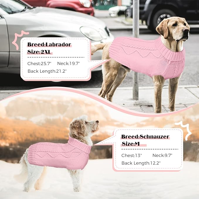 Dog Sweaters for Small Medium Large Dogs Girl, Soft Warm Turtleneck Pup Dogs Shirt, Double Knitting Collar for Outdoor Playing, Warm Dog Clothes