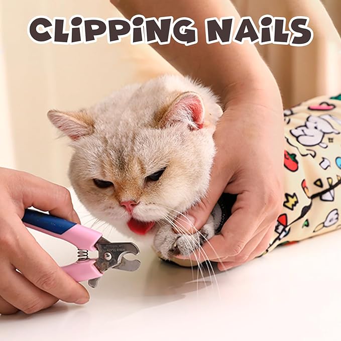 Cat Grooming Wrap, Self-Adherent Soft Cat Blanket to Wrap, Nail Clipping, Anti-Bite, Anti-Scratch, Anti-Escape Calming Wrap (Space, 3-6 lbs)