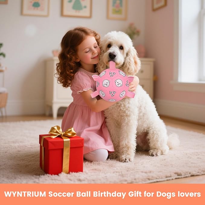 Dog Soccer Ball with Straps – Dog Toy Soccer Ball with Grab Tabs, Durable Dog Toys, Water Pool Toys for Small & Medium Dogs, Indoor/Outdoor – Ideal Dog Birthday Gift, 6 Inch