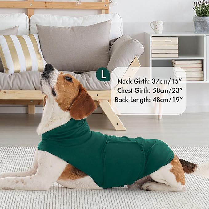 Large Anxiety Shirt for Medium Dogs with Adjustable Chest | Fireworks Calming Vest with Hood Neck Wraps,Anxiety Relief for Separation,Breathable Soft for All-Seasons(DarkGreen)