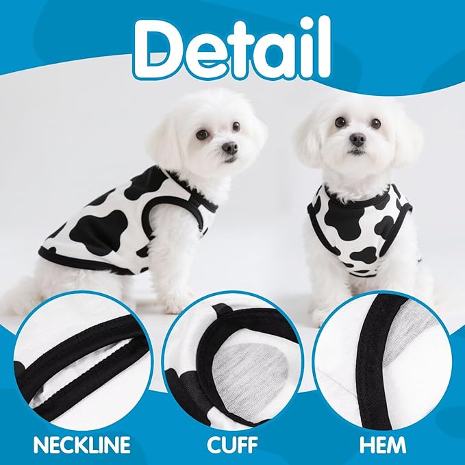 Adorable Cow Print Dog Shirts – Lightweight, Cozy Outfit for Small to Medium Dogs, Soft & Snuggly Pet Wear for Everyday Comfort and Cuteness.Back & XS