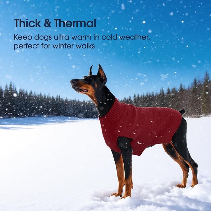 IECOii Medium Dog Sweater - Warm Sleeveless Sweater for Medium Dogs Girl Boy, Knitted Pullover Sweaters for Fall & Winter, French Bulldog Sweaters,DarkRed - L