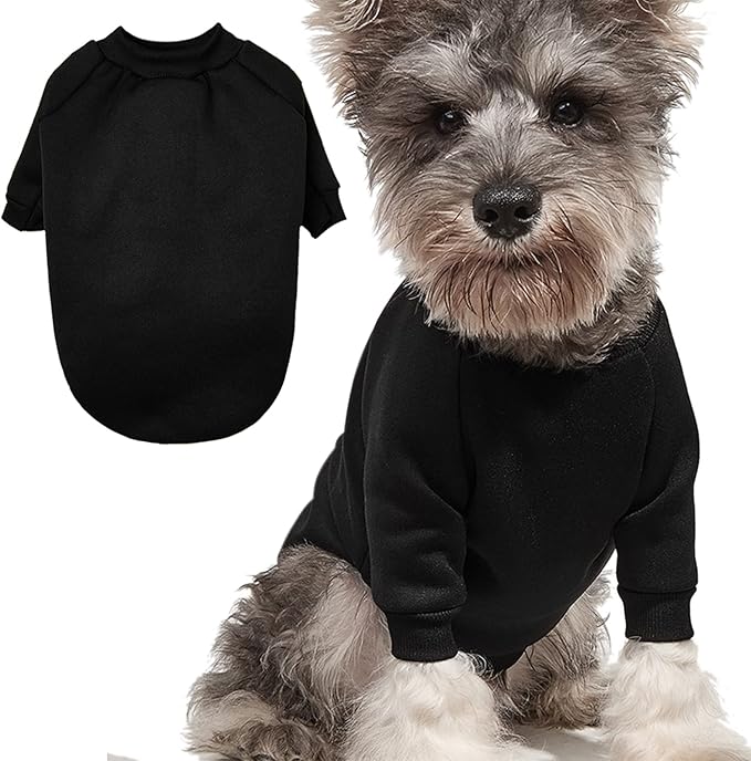 Puppy Sweater for Small Dogs Clothes Warm Winter Cat Clothe Pet Sweatshirt Knitwear Doggie Kitten Clothing, Black, Large