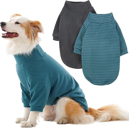IECOii 2 Pack XL Dog Fleece Sweater for Medium Dogs, Warm Dog Turtleneck with Stretch for Beagle, Cozy Fall Winter Pullover Dogs Sweatshirt with Sleeve, Indoor & Outdoor Sweaters for Walking, XL
