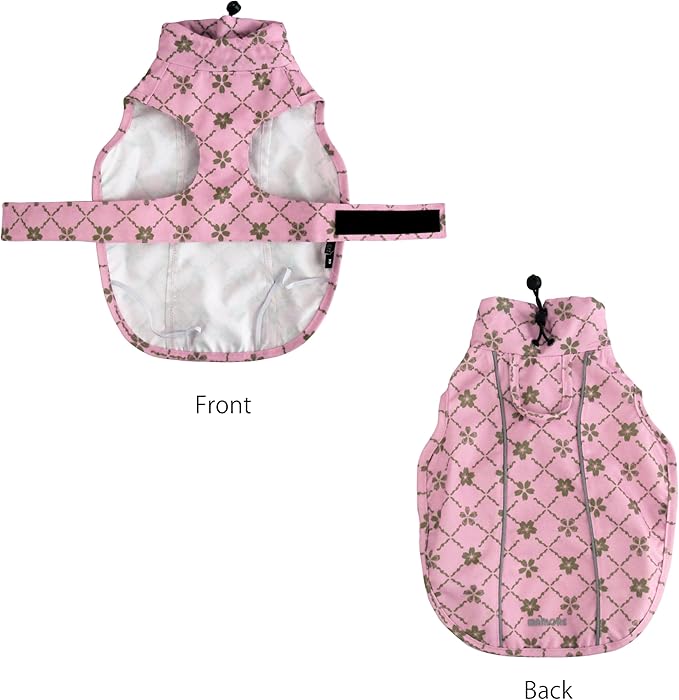 Adjustable Waterproof Dog Raincoat for Dogs,Lightweight Pet Rain Jacket Puppy Clothes with Reflective Strip for Small Medium Large Dogs(3X-Large,Gold Cheery Blossoms Pink)