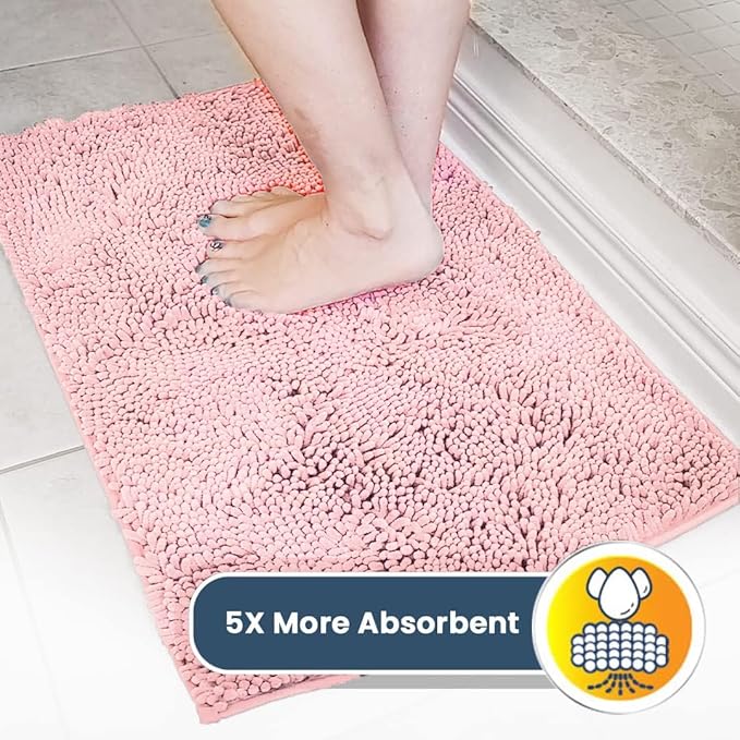 Muddy Mat® Original Dog Door Mat for Muddy Paws, Super Absorbent Microfiber, Non-Slip Washable Pet Rug, Quick Dry Chenille Entryway Carpet, Machine Washable Indoor Outdoor mat, Pink 19"x30"