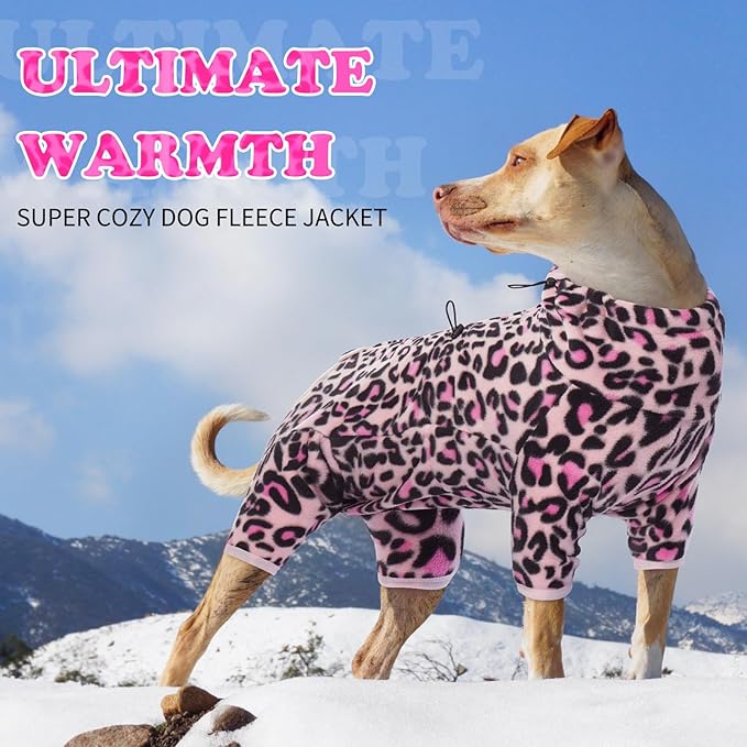 ROZKITCH Dog Winter Coat Soft Fleece Pullover Pajamas, Pet Windproof Warm Cold Weather Jacket Vest with Luminous Zipper, Jumpsuit Apparel Outfit Clothes for Small Medium Large Dog L-Pink M