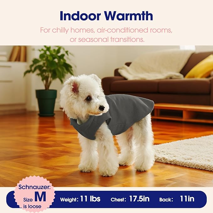 FUAMEY Dog Fleece Vest for Large Dogs,Warm Stretchy Dog Sweatshirts Pullover with Leash Hole Dogs Sweater Soft Pet Turtleneck Cozy Pet Vest Lightweight Sleeveless Grey L