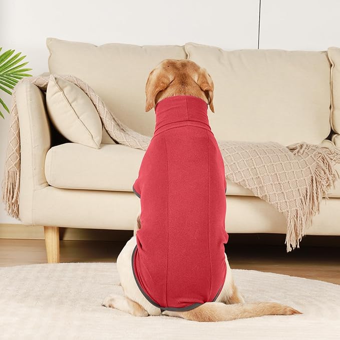 ROZKITCH Dog Winter Coat Soft Pullover Pajamas, Pet Windproof Warm Cold Weather Jacket Vest Cozy Jumpsuit Apparel Outfit Clothes for Xmas Walking Sleep BrightRed L