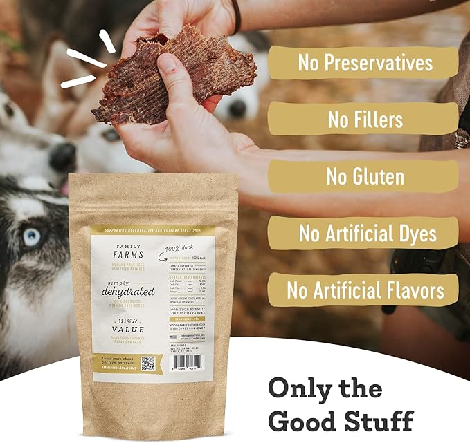 Farm Hounds - Premium Natural Duck Jerky for Dogs - Made from 100% Humanely Raised Duck - Break-to-Size - Great for Training & Treats - No Added Fillers - Made in USA - 3.5 oz - 1 Pack