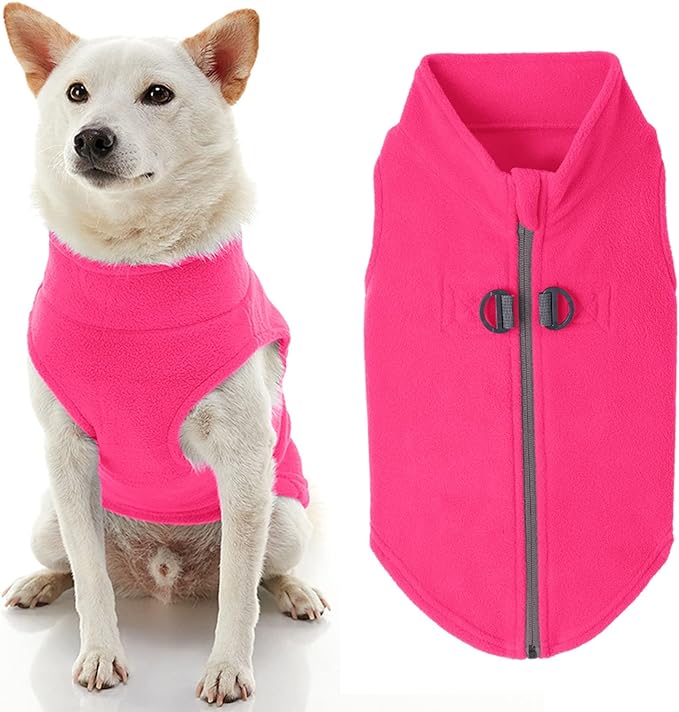Gooby - Zip Up Fleece Vest, Fleece Jacket Sweater with Zipper Closure and Leash Ring, Pink, X-Large