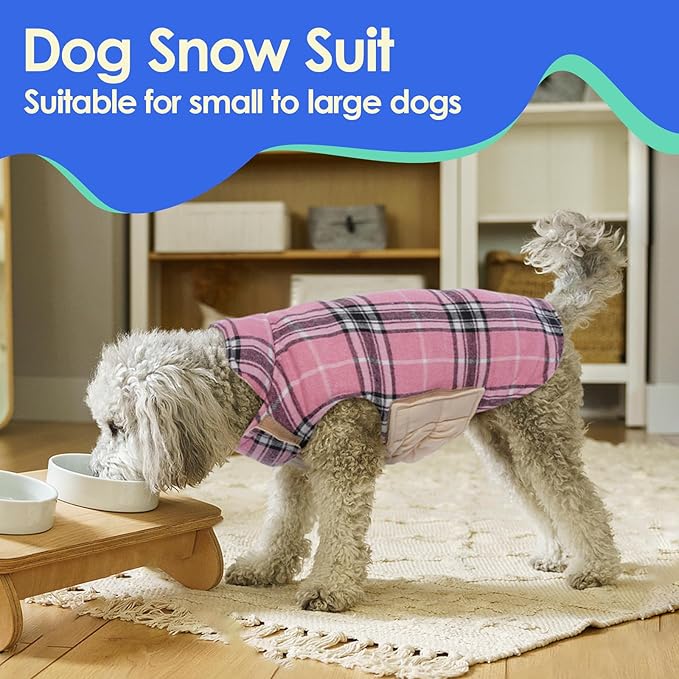 MIGOHI Winter Dog Jackets, Reversible Plaid Coats, Windproof, Waterproof, Warm for Small to Large Dogs Vest, Pink, XL