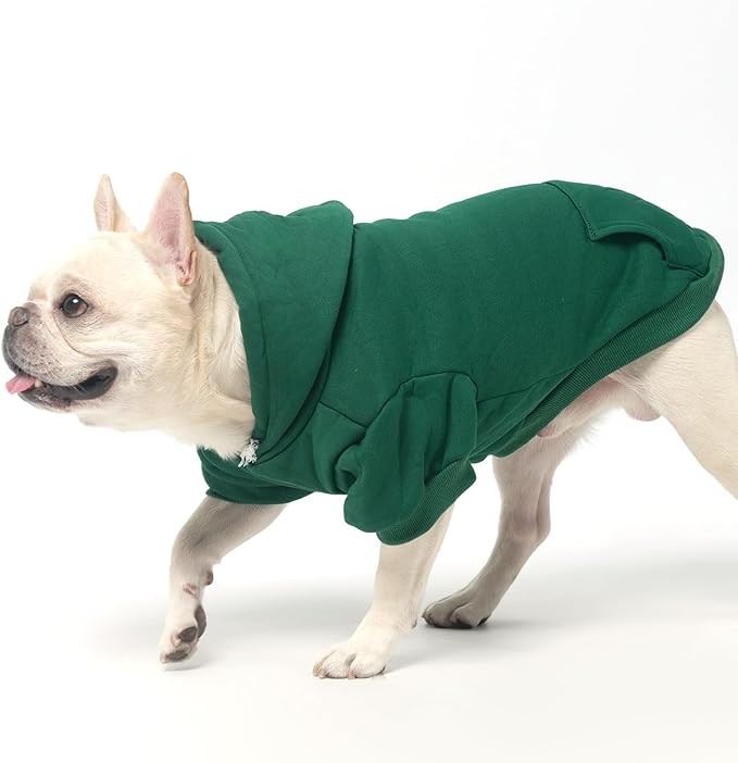 KOOLTAIL Basic Dog Hoodie - Soft & Warm Pet Hoodie Sweater with Leash Hole and Pocket, Dog Winter Coat, Cold Weather Clothes Sweatshirt for Small Medium Large Dogs Puppy Cat Boys Girls Deep Green XL