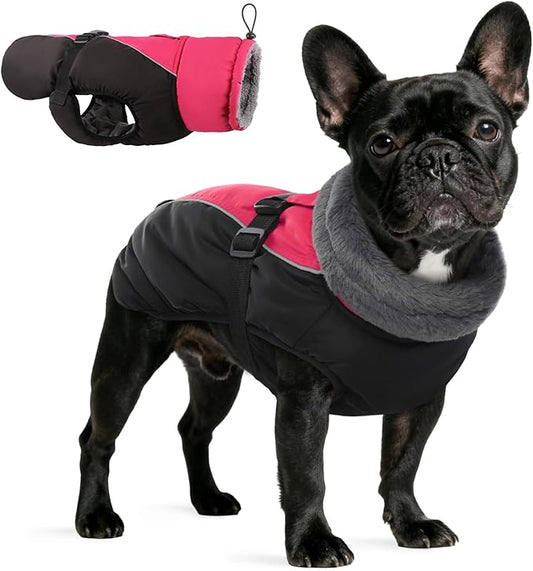IDOMIK Dog Winter Coat, Reflective Waterproof Dog Jacket for Cold Weather, Warm Pet Coats for Small Medium Large Dogs, High Collar Doggy Fleece Snow Jacket, Winter Vest with Adjustable Buckle,M