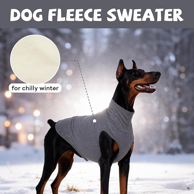 ROZKITCH Dog Sweaters Soft Fleece Pullover Sweatshirt Pajamas, Turtleneck Warm Pet Cold Weather Jacket Stretchy Vest Jumpsuit Apparel Outfit Clothes for Small Medium Large Dogs Walking Sleep Grey 4XL
