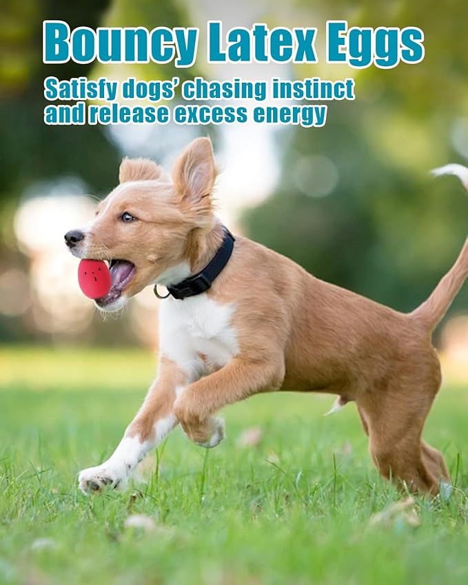 Dog Toys Squeaky, Interactive Funny Puppy Ball Pack, Latex Rubber Squeak Pet Toy Egg Balls for Puppies Small Medium Breed Dogs