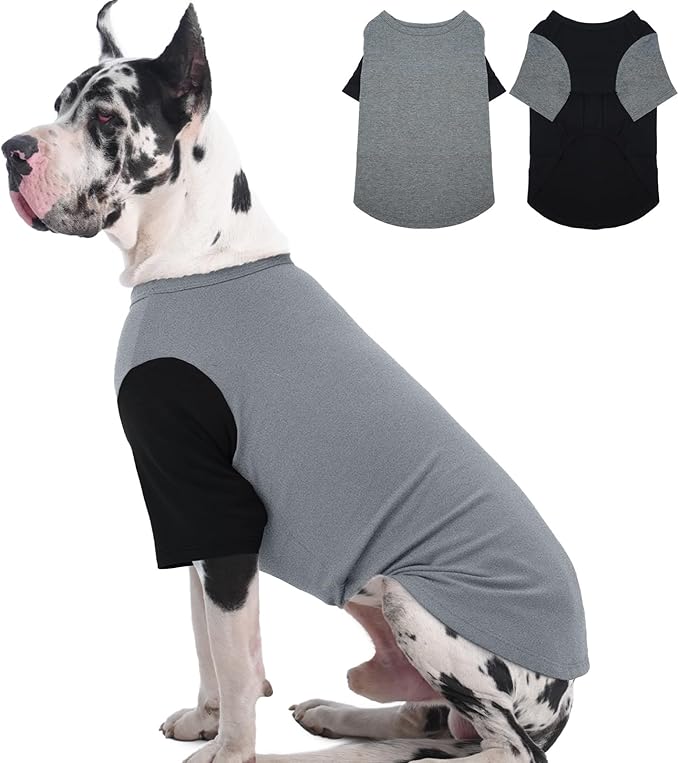 IKUPUKO 2 Pack Dog T-Shirts for Extra Large Dogs Soft Breathable Cotton Shirt Shedding Control Clothes for Great Dane, Summer Hot Weather Walking, Seaside, Park Play, XXXXXL