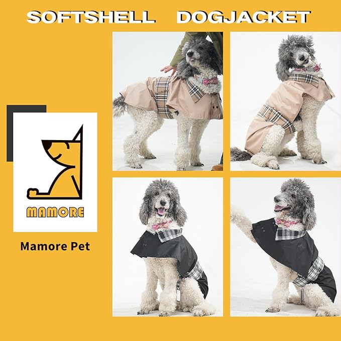 MAMORE Dog Jacket Waterproof Outdoor Vest for Smal Medium Large Dogs, Windproof Adjustable Breathable Lightweight Fashion Casual Dog Clothes (Khaki, X-Large)
