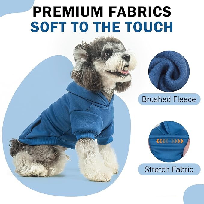 SCENEREAL Dog Hoodie Sweaters for Small Medium Large Size Dogs, Fleece Dog Sweatshirt with Hat and Pocket,Soft Cold Winter All Weather Dog Clothes for S to XL Sized Dogs, Blue XL