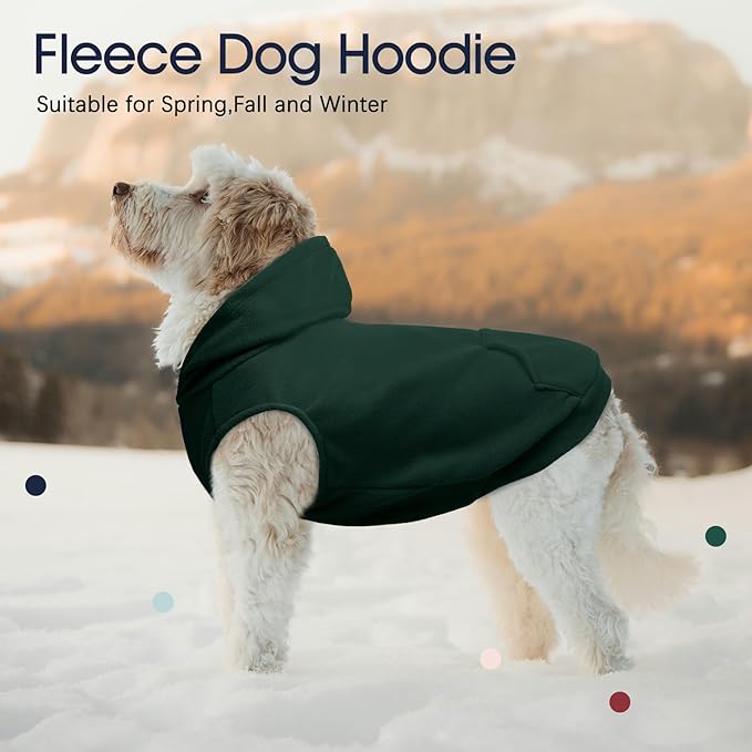 IECOii Dog Sweatshirt for Large Dogs, Hooded Fleece Vest with Leash Hole, XXXL Dogs Sweater for Giant Breed,Warm Polar Fleece Large Dog Hoodie for Fall Winter,Labrador,Doberman, Green, 3XL