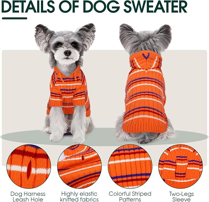 Kuoser Dog Sweater Large Size Dog, Thanksgiving Christmas Big Dogs Pullover Sweaters, Boy Girl Dogs Cable Knitwear Sweatshirt, Soft Thick Pet Winter Clothes for Cold Weather, Orange XXL