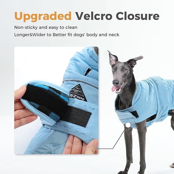 PAWZ Road Dog Winter Coat with 5 Layers Warm Material, Reversible Dog Clothes with 2 Sides, Dog Jacket Outdoor Water Repellent, (Blue Plaid M)