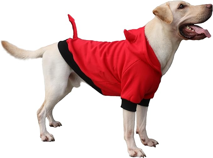 Little Devil Christmas Costumes Clothes for Extra Large Dogs Demon Hoodies Labrador Rottweiler Great Dane, Red, 4X-Large