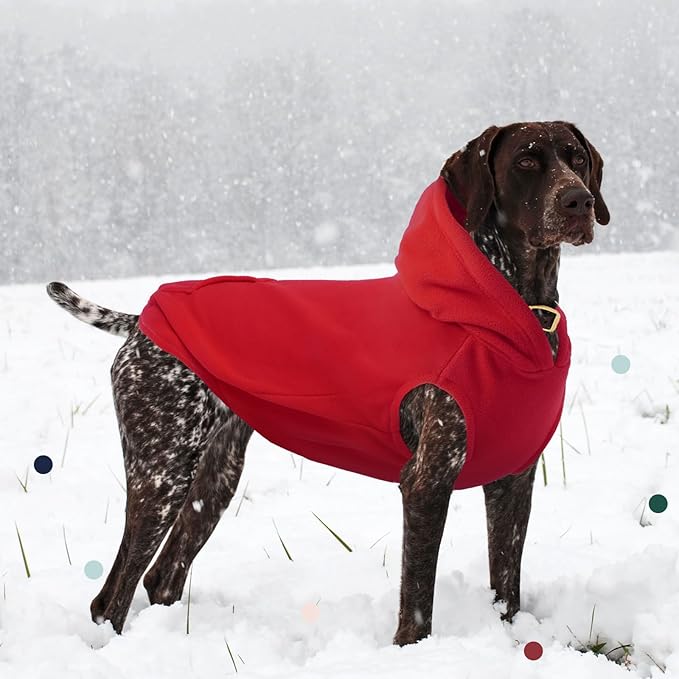 IECOii Dog Hoodie,Polar Fleece Dog Sweatshirt Fall Dogs Sweater with Hood,Warm Sweaters for Medium Dogs Boy Girl,Sleeveless Pet Hoodie Medium Size Winter Clothes for Pug,Jack Russell,Red,M
