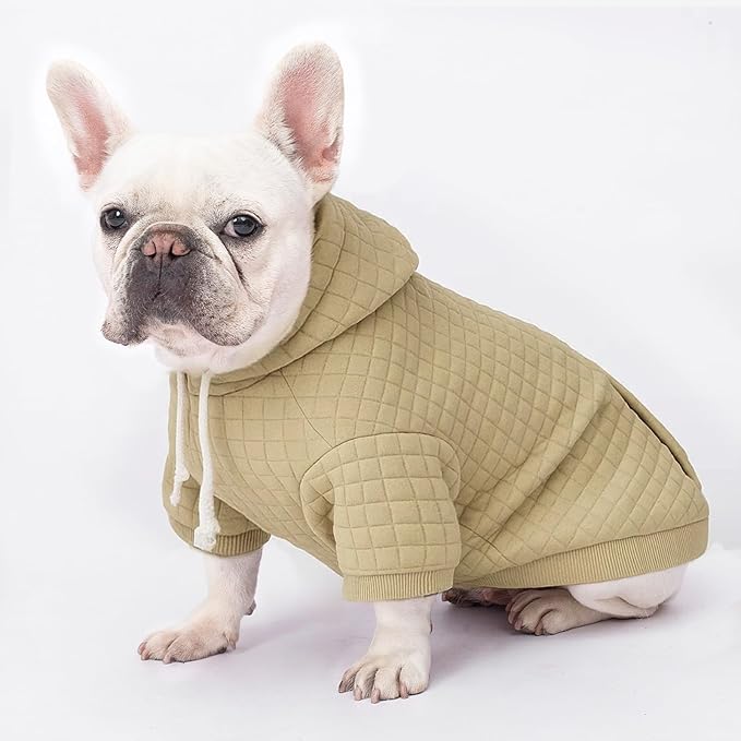 2 Pack Dog Hoodie Sweaters for Small Medium Dogs Warm Dog Clothes for Large Dogs Soft Waffle-Like Laminated Sweatshirt Bulldog (Brown+Wine Red, M/L (Back: 17",Chest: 24.5", Neck: 14.5"))