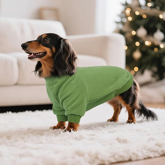 BRKURLEG Dog Sweater Dogs Warm Soft Fleece Sweaters, Turtleneck Sweatshirt for Small Medium Large Dogs, Dog Winter Coat, French Bulldog Pullover Jacket with Sleeve, Cold Weather Coat (Green, XL)