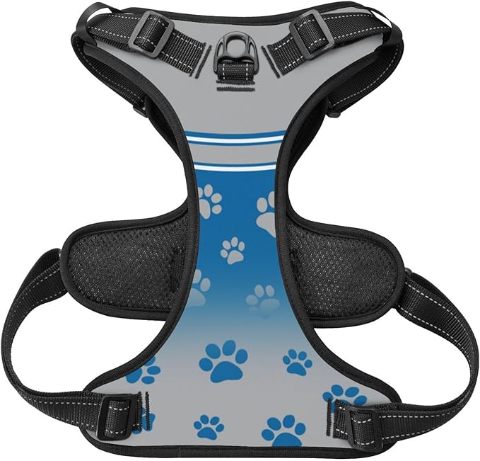 Custom Detroit Dog Harness with Reflective Stripes Personalized Name and Number Dog Vest Harness with Pet Traction Rope for Small Medium Large Dog